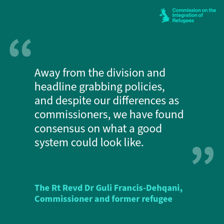 Quote which reads Away from the division and headline grabbing policies and despite our differences as commissioner's, we have found consensus on what a good system could look like.